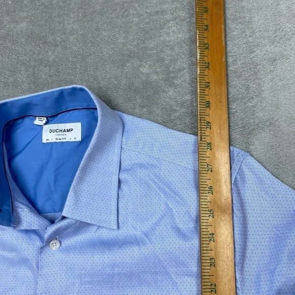 Duchamp London Slim Fit Dress Shirt 16/L Light Blue Long Sleeve a0429 - Picture 3 of 7